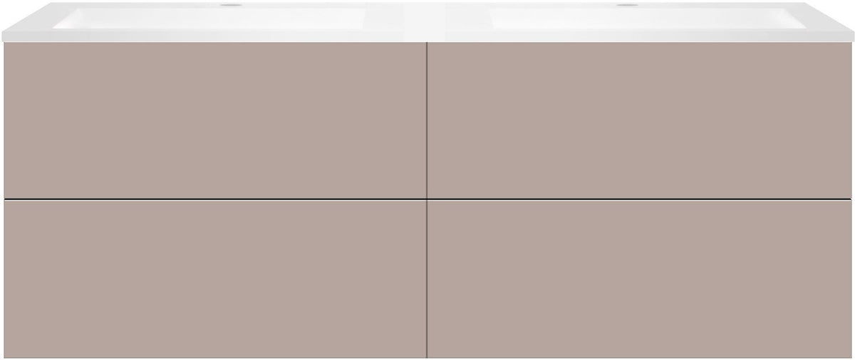 Onderbouw COFFEE 4 lades 160 duo basaltgrijs +dubbele wastafel kunstmarmer wit