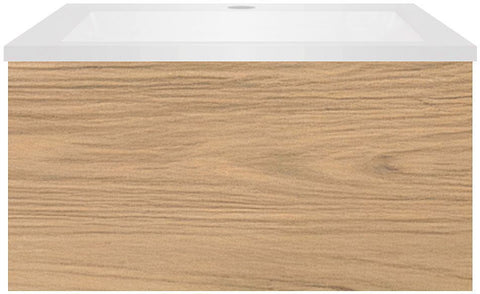 Onderbouw COFFEE 1 lade 60 eik klassiek+wastafel kunstmarmer mat wit