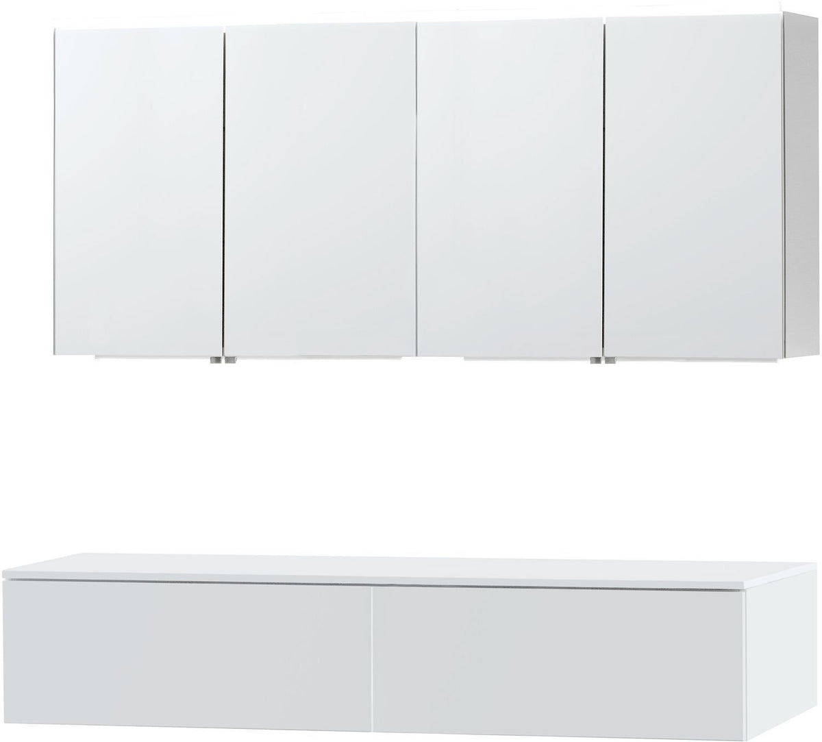 Meubel puro duo wit 160 1 lade Solid opbouw spiegelkast