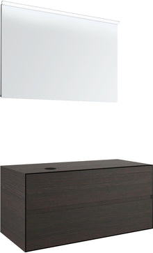 MEUBLE 2 TIROIRS+ TABLET POUR LAVABO A POSER GAUCHE TENSO 120CM TENSO SANS TROU ROBINET WENGE AVEC MIROIR