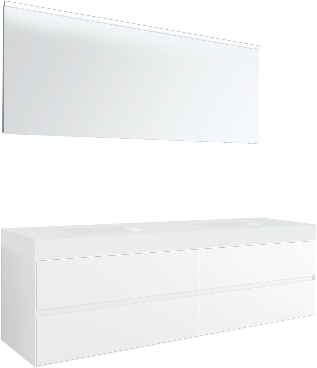 Meubel 4LADES voor tablet puro 2 lavabos tenso 1800CM wit met spiegel