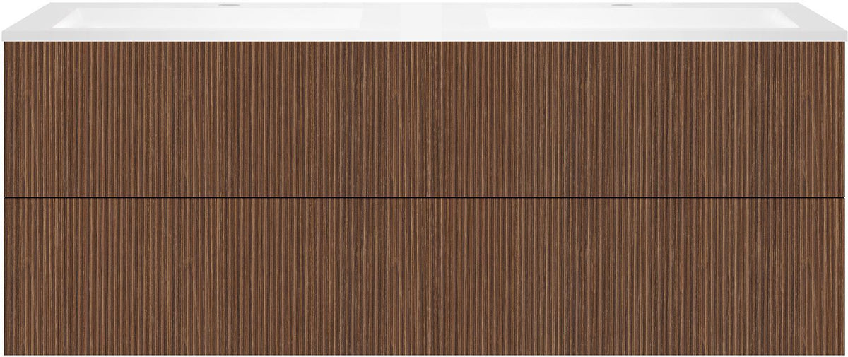 Onderbouw COFFEE 4 lades 160 duo notelaar Smartline +dubbele wastafel kunstmarmer wit
