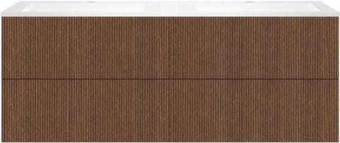 Onderbouw COFFEE 4 lades 160 duo notelaar Smartline +dubbele wastafel kunstmarmer wit