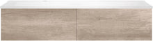 SOUS MEUBLE COFFEE 2 TIROIRS 140 CHENE DECOR FLANELLE+LAVABO GAUCHE BLANC MAT