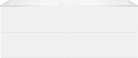 Onderbouw COFFEE 4 lades 160 duo mat wit +dubbele wastafel kunstmarmer mat wit, badkamermeubelen — SKU DESCO-192429