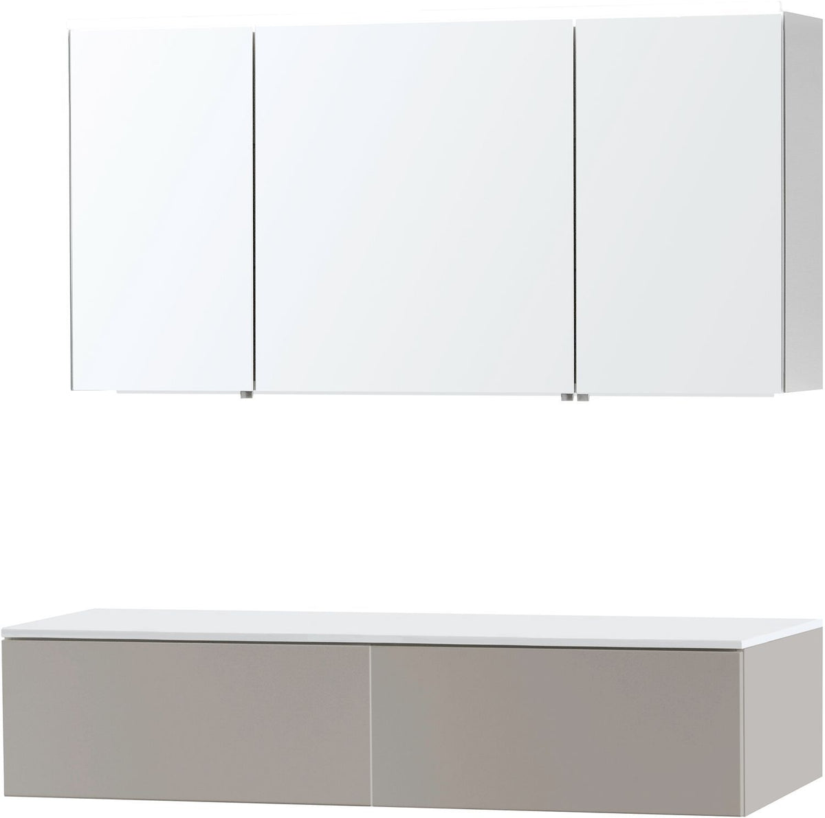 MEUBEL PURO DUO GRIJS 140 1 LADE SOLID OPBOUW SPIEGELKAST