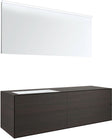 MEUBEL 4 LADES+MEUBELLAVABO LINKS TENSO 160CM ZONDER KRAANGAT WENGE MET SPIEGEL