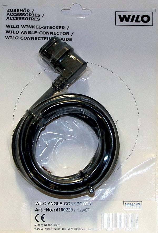 Haakse stekker+kabel 2M voor circulator Wilo