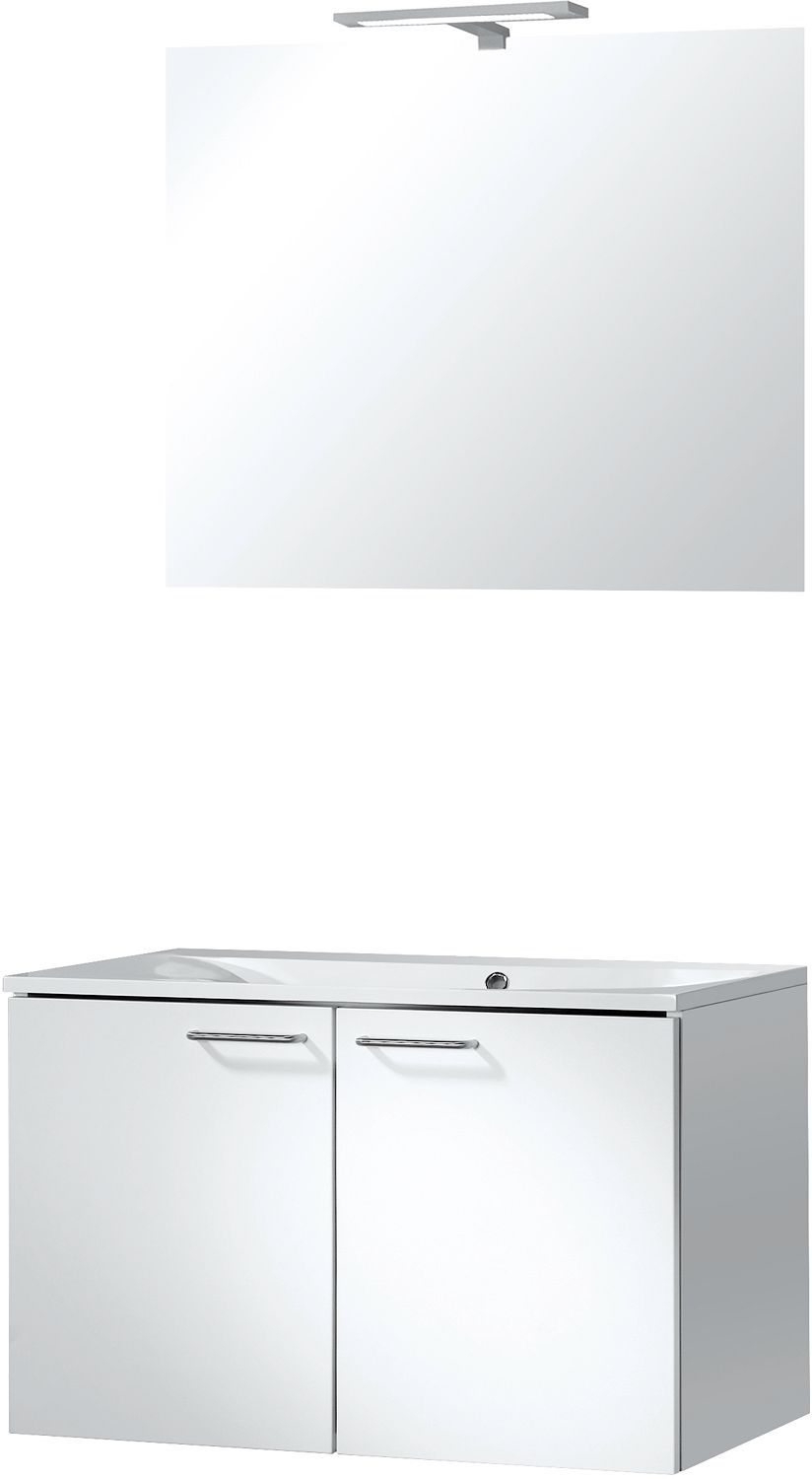 Meubel bizzy 80/80 met spiegel 80 met verlichting wit