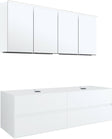Meubel 4LADES+TABLET voor 2 opbouwlavabos tenso 160CM +kraangat wit met spiegelkast