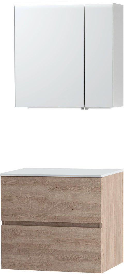 Meubel Molto eik natuur 70 voor opbouwlavabo Solid spiegelkast, badkamermeubelen — SKU DESCO-701482