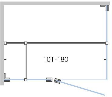 DRAAIDEUR M.VAST DEEL+ZIJPANEEL TOT 180CM HOOGTE 200CM MAT ZWART-TIMELESS