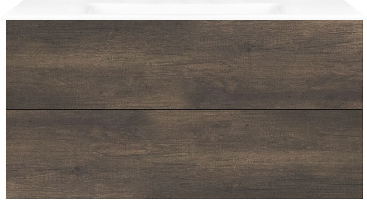 Onderbouw COFFEE 2 lades 120 kastanje Decor truffel +wastafel porselein zonder kraangat wit