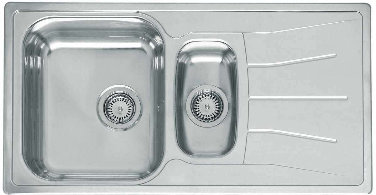 Inbouw spoeltafel diplomat Eco reginox 1,5 bakken+verlek 95X50 Rvs