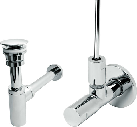 Aansluitset handenwasser chr rond+overloop