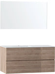 MEUBLE MOLTO CHENE NATUREL 125 GAUCHE MARBRE SYNTHETIQUE MIROIR