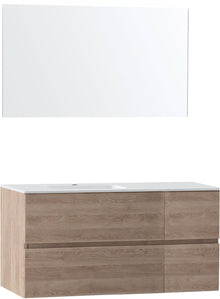 MEUBLE MOLTO CHENE NATUREL 125 GAUCHE MARBRE SYNTHETIQUE MIROIR