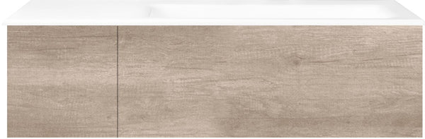 SOUS MEUBLE COFFEE 2 TIROIRS 110 CHENE DECOR FLANELLE +LAVABO DROITE PORCEL.SNS TROU ROBINET BLANC