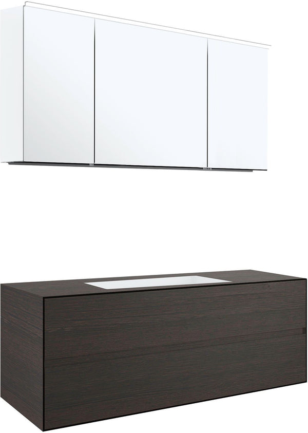 Meubel 2 lades+meubellavabo centraal tenso 140CM zonder kraangat wenge met spiegelkast