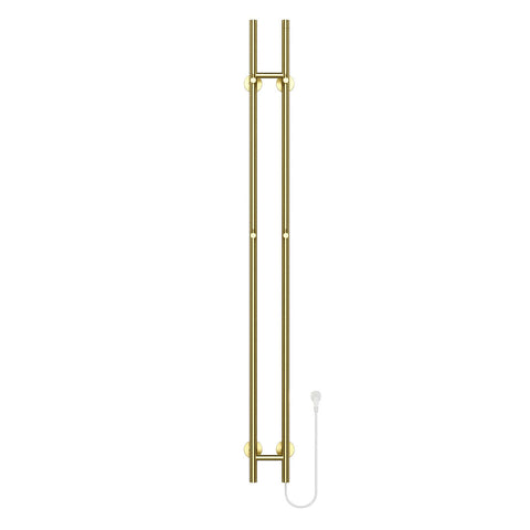 BELVIT elektrische handdoekdroger dubbel 150 cm met timer 120W 2 verwarmingsstanden 4 haken - Goud geborsteld, badkamer & sanitair — SKU MB-19520-23047, EAN 5404029123545