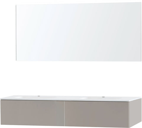 MEUBEL PURO DUO GRIJS 160 1 LADE KUNSTMARMER SPIEGEL