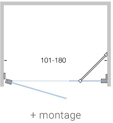 Draaideur+zijdeel nis close 101-180CM H200CM helder-inox mat met montage