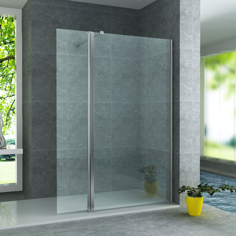BELVIT Douchewand 200x50cm 8mm glas aluminium nanocoating doucheafscheiding - Helder glas, inloopdouches — SKU MB-19444-22971, EAN 5404029122555