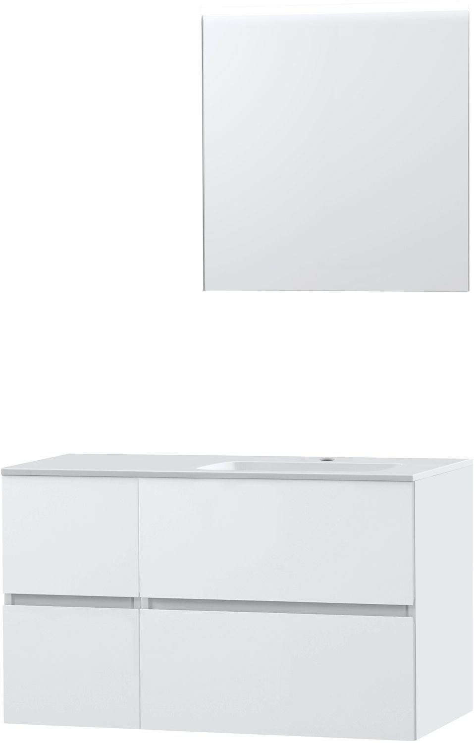 MEUBEL MOLTO POEDERWIT 105 RECHTS KUNSTMARMER SPIEGEL