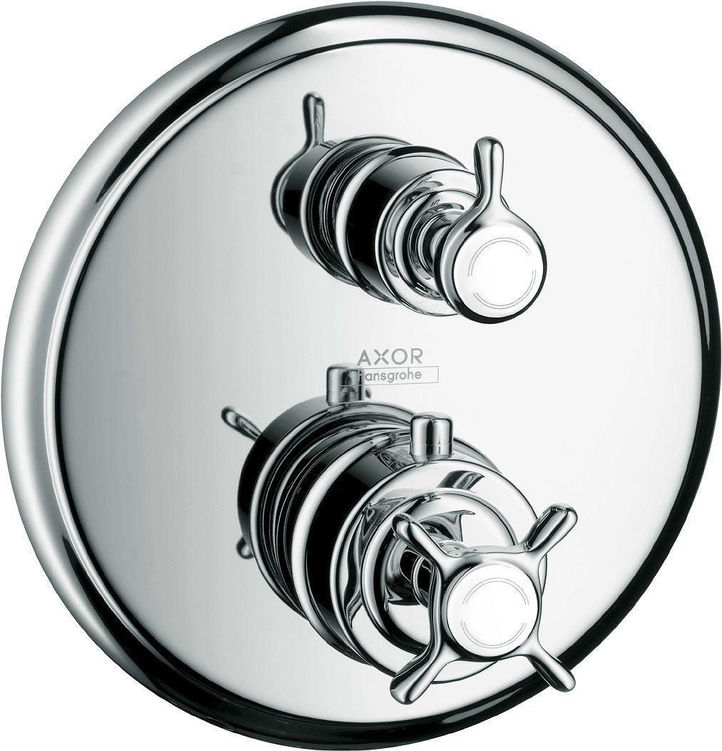 Afwerkset thermostaat+omsteller montreux Axor kruis geborsteld nikkel