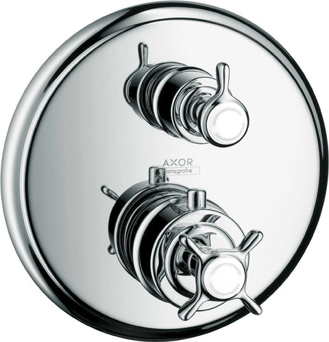 Afwerkset thermostaat+omsteller montreux Axor kruis geborsteld nikkel