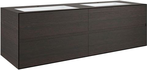 Onderbouw 4 LADES+2 onderbouwlavabos tenso 160CM +kraangaten wenge