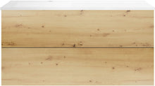 SOUS MEUBLE COFFEE 2 TIROIRS 120 CHENE DECOR URBAN+LAVABO GAUCHE BLANC
