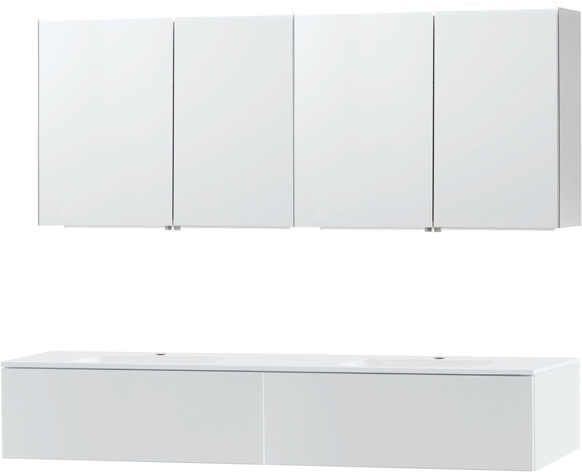 Meubel puro duo wit 180 1 lade kunstmarmer spiegelkast