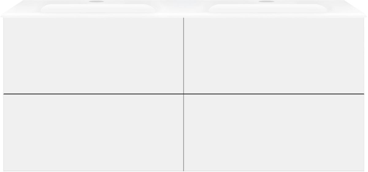 ONDERBOUW COFFEE 2 LADES 120 IJSBLAUW MAT+WASTAFEL RECHTS KUNSTMARMER WIT