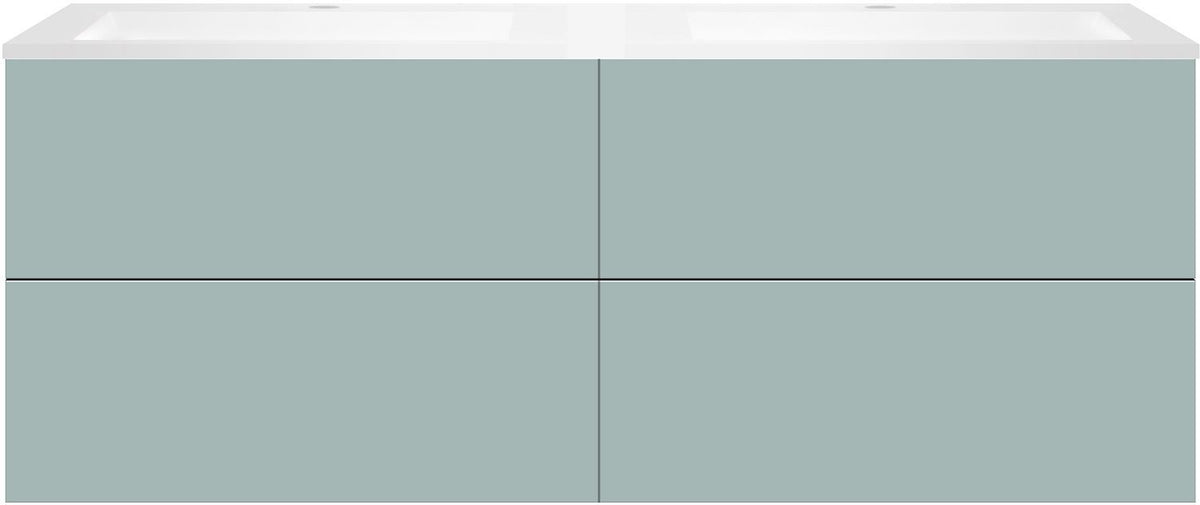 ONDERBOUW COFFEE 4 LADES 160 DUO IJSBLAUW ZACHT MAT +DUBBELE WASTAFEL KUNSTMARMER WIT