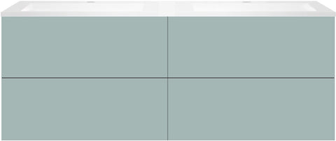 ONDERBOUW COFFEE 4 LADES 160 DUO IJSBLAUW ZACHT MAT +DUBBELE WASTAFEL KUNSTMARMER WIT