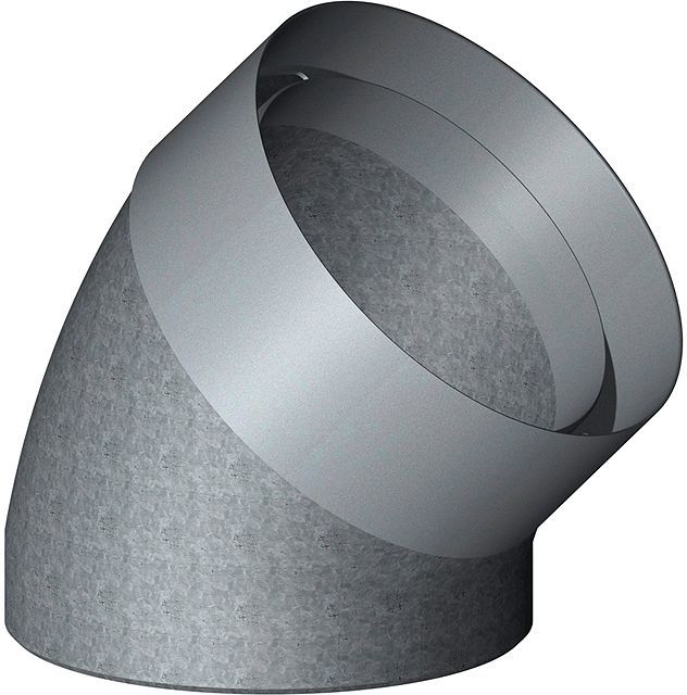 Geisoleerde bocht+koppeling d-ventilatie 150-180MM 45° epp