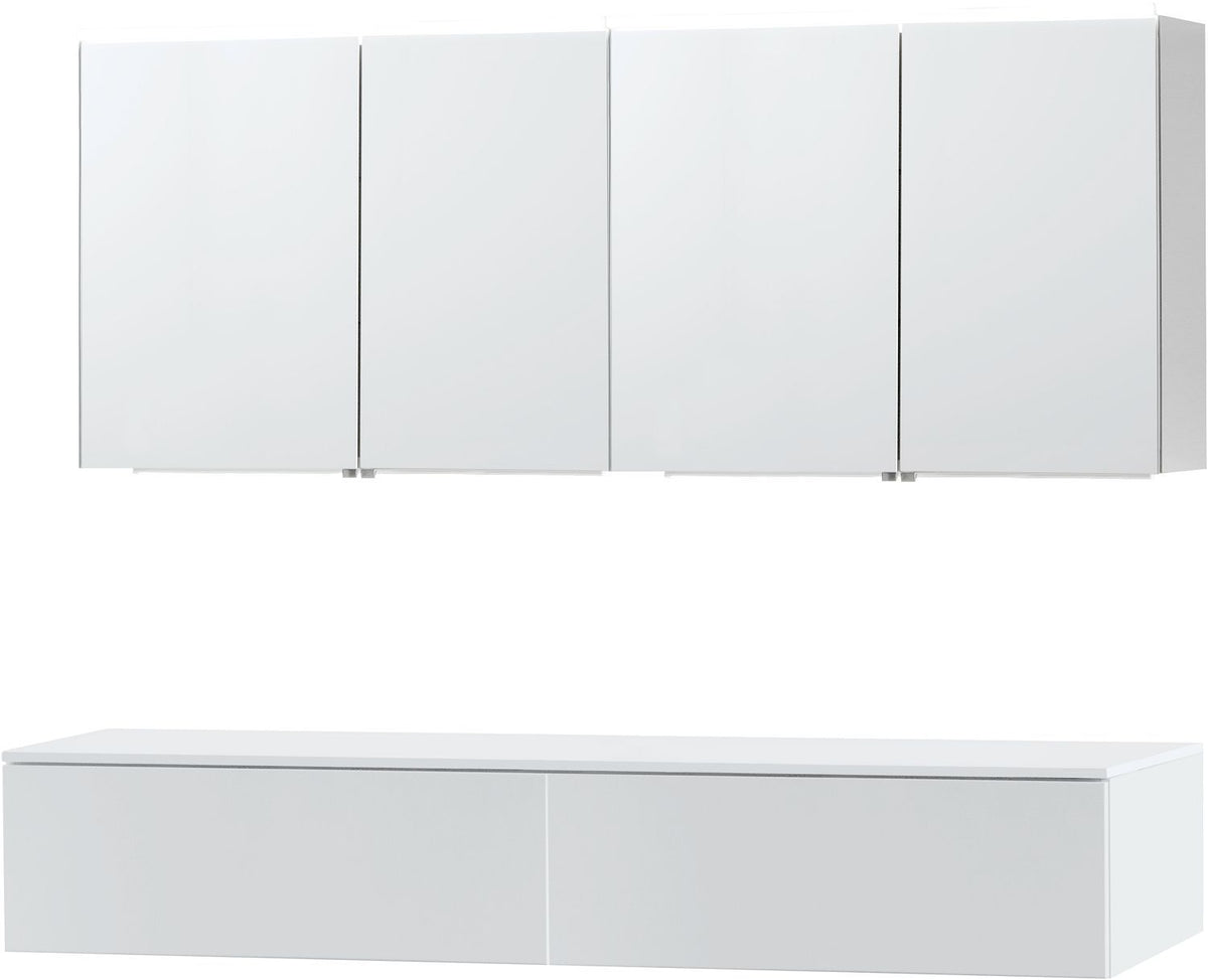 Meubel puro duo wit 180 1 lade Solid opbouw spiegelkast, badkamermeubelen — SKU DESCO-704061
