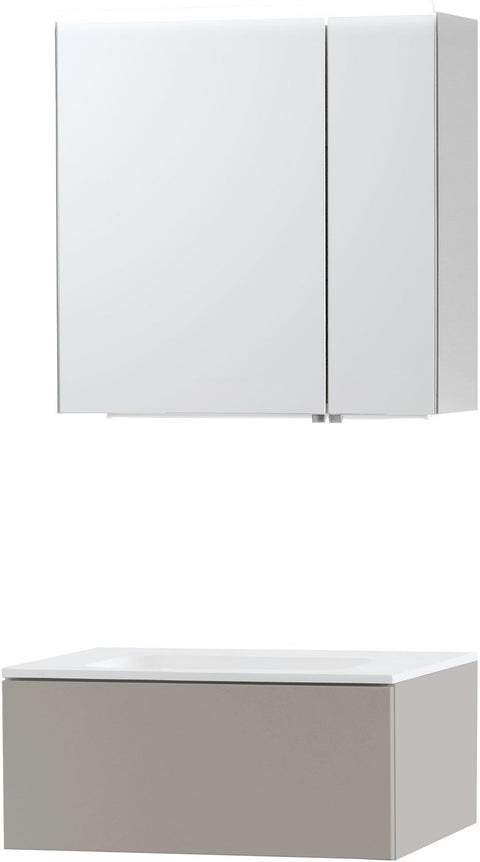 Meubel puro solo grijs 70 1 lade solid molto spiegelkast, badkamermeubelen — SKU DESCO-703938