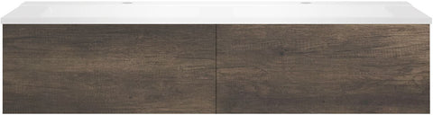Onderbouw COFFEE 2 lades 140 duo kastanje Decor truffel +dubbele wastafel mat wit