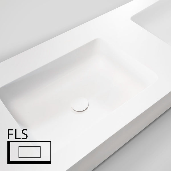TABLET TAILOR TOP DUBBELE LAVABO LINKS FLS 200CM SOLID XONYX WIT