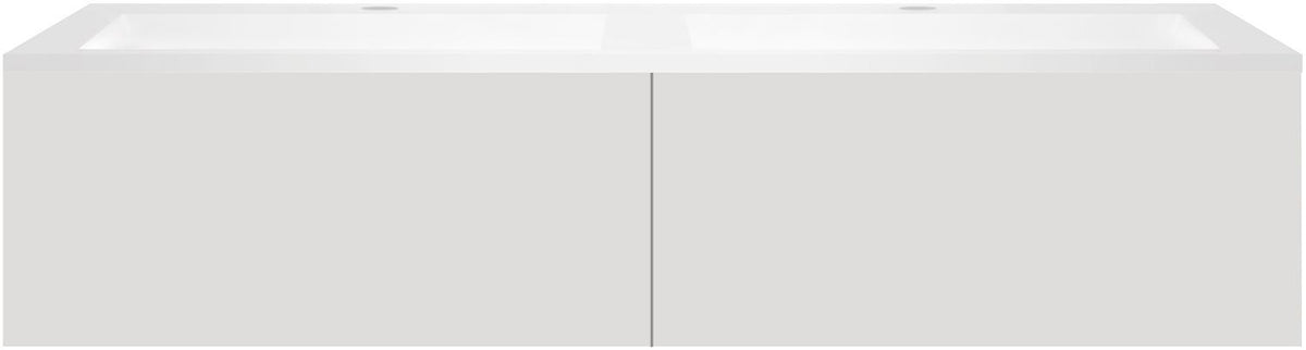 ONDERBOUW COFFEE 2 LADES 140 DUO FLUWEEL GRIJS MAT+DUBBELE WASTAFEL KUNSTMARMER WIT