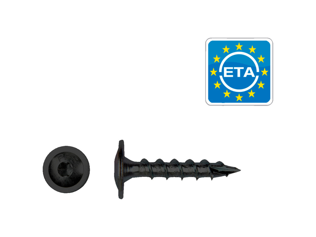 Pfs+screw flenskophoutschroeven T30 6x30 mm zwart 6 stuks