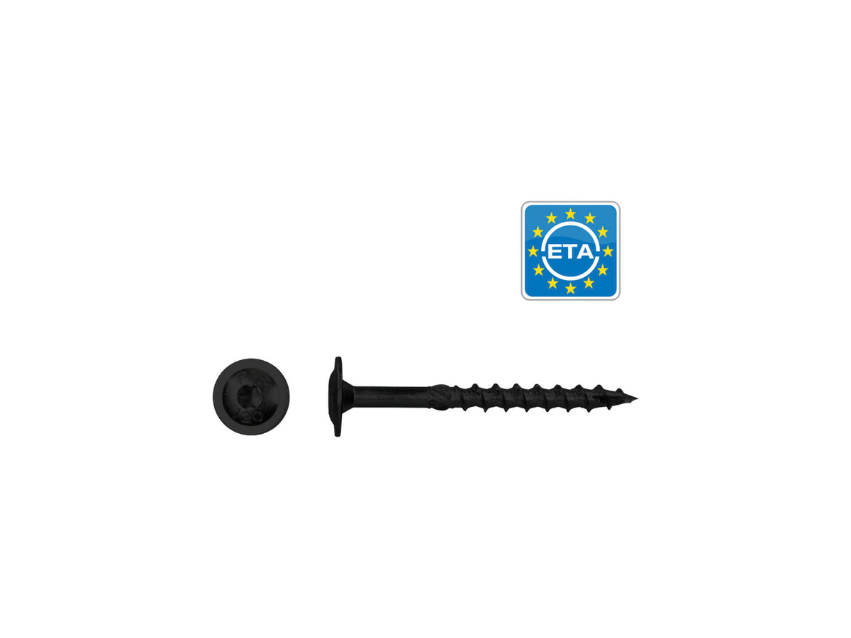 Pfs+screw flenskophoutschroeven T4-30 6x40 mm zwart 6 stuks