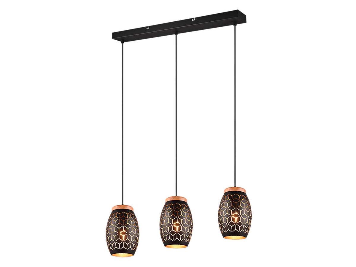 Reality Bidar hanglamp E27 max. 3x28 W zwart/goud