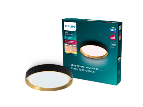 Philips Hanno LED plafondlamp rond 24W zwart/goud