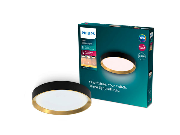 Philips Hanno plafonnier LED rond 24W noir/or