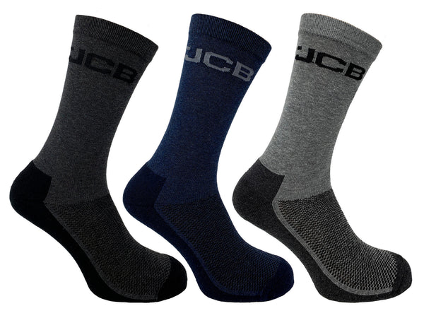 JCB Everyday werksokken 39-43 zwart/blauw/grijs 3 paar