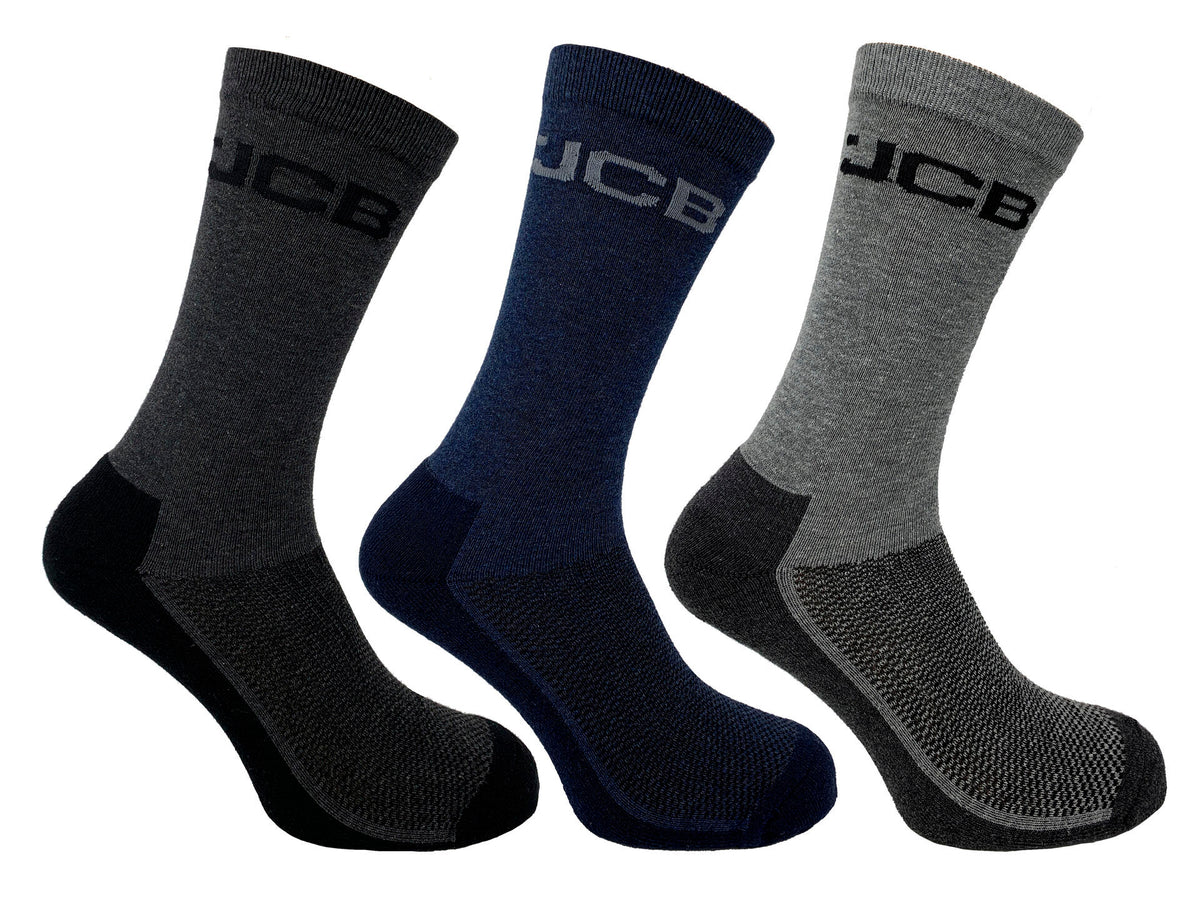 JCB Everyday werksokken 44-47 zwart/blauw/grijs 3 paar