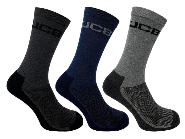 JCB Everyday werksokken 44-47 zwart/blauw/grijs 3 paar